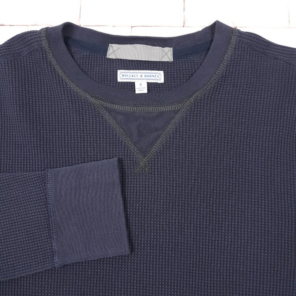 Wallace & Barnes Crew Neck Sweatshirt Pullover Knit‎ Navy Blue Mens Small Jumper